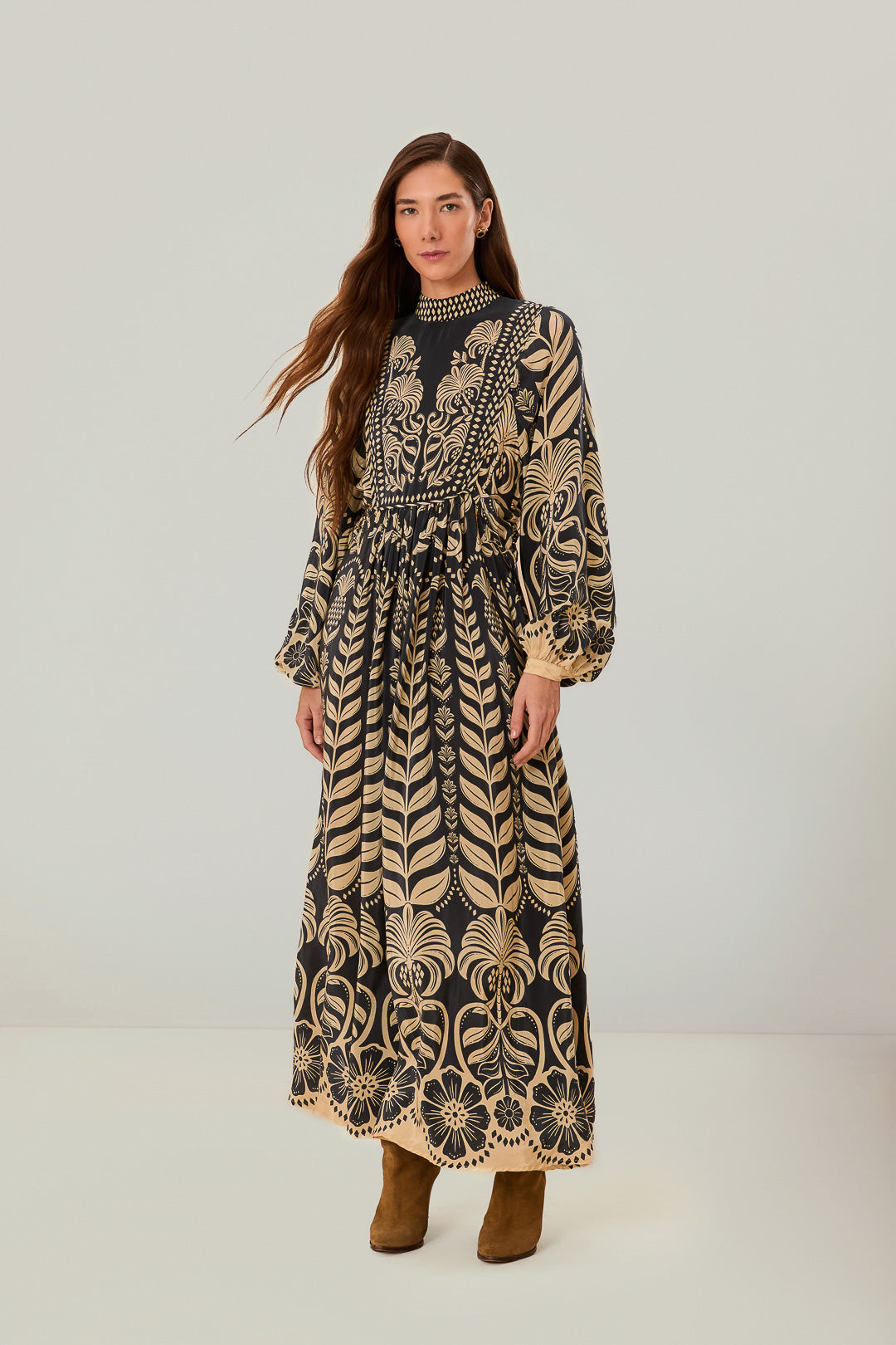 Navy Blue Ainika Tropical Splendor Maxi Dress