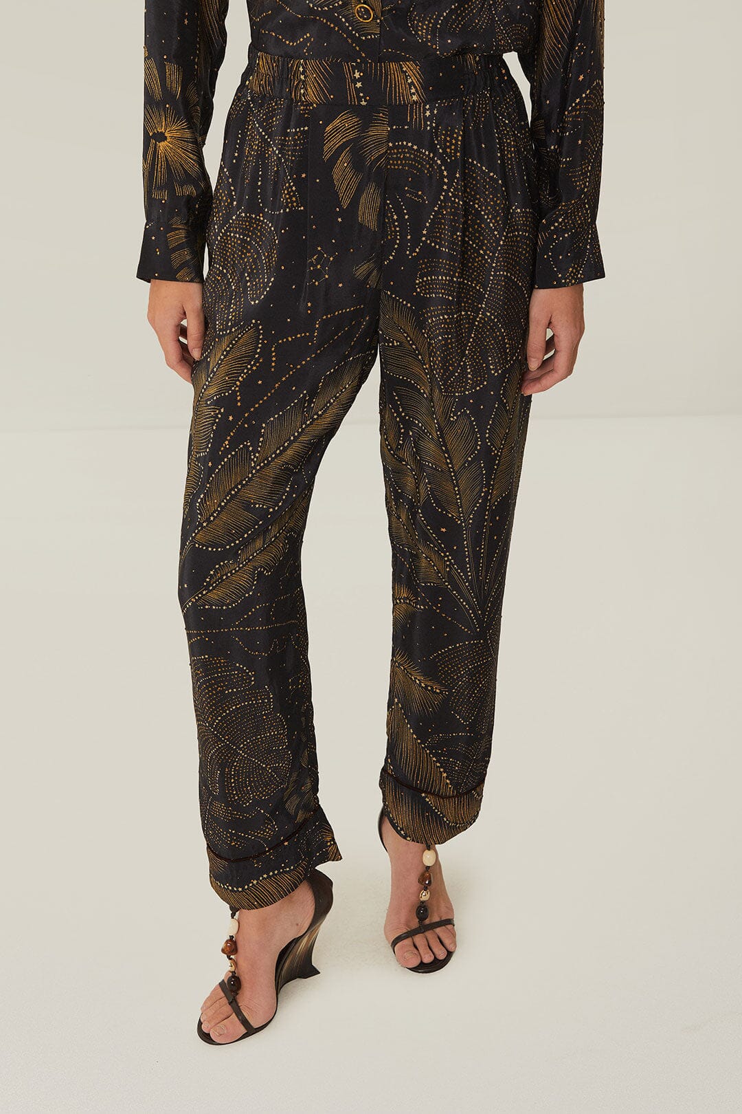 Black Golden Foliage Pajama Pants