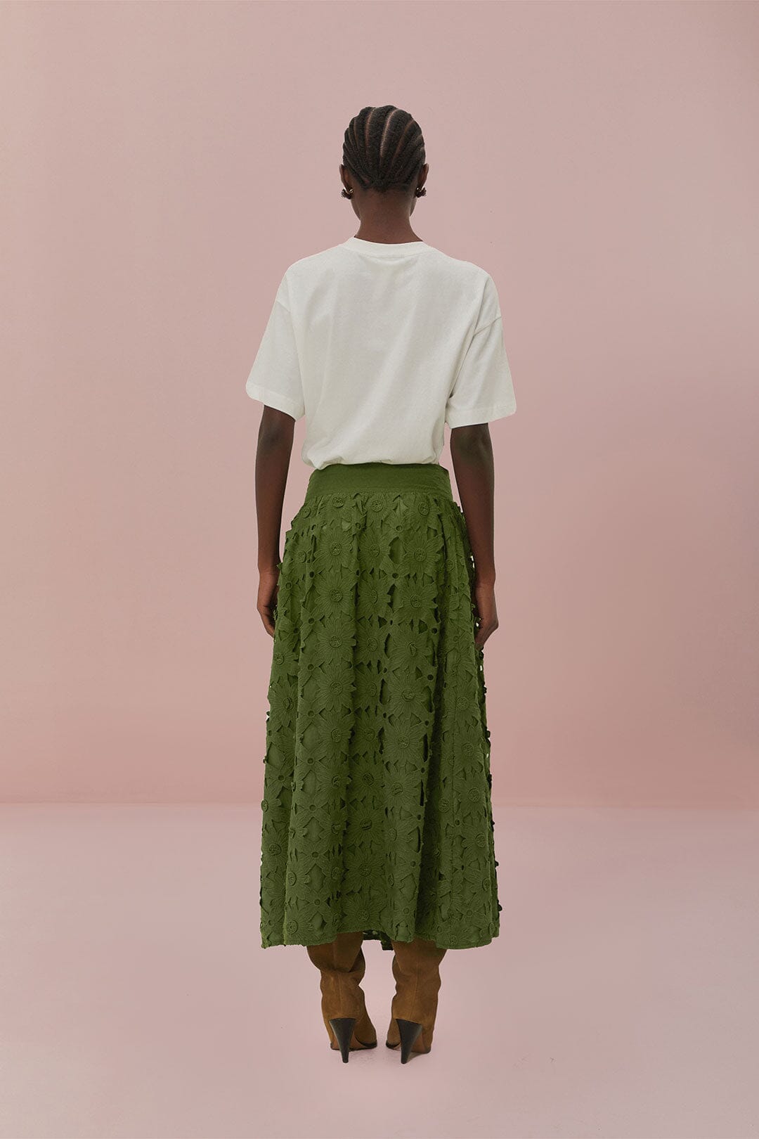 GREEN RICHILIEU MIDI SKIRT