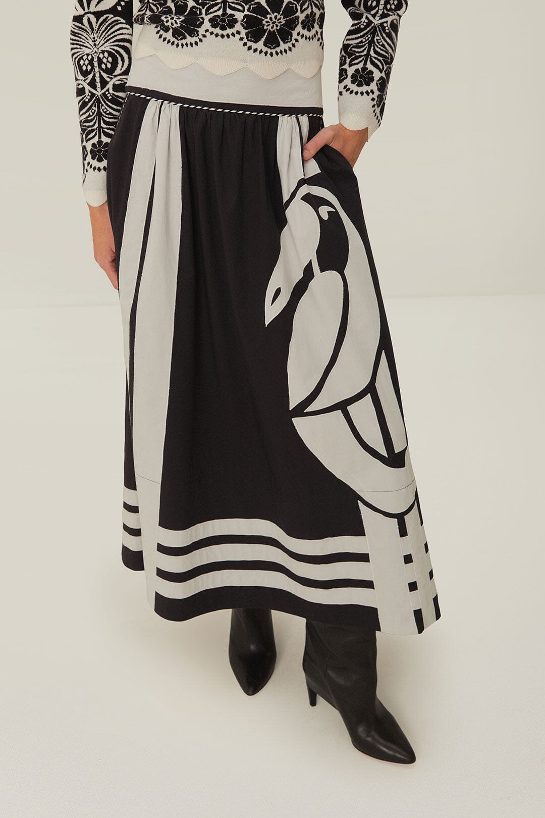 NATURE BLACK MIDI SKIRT