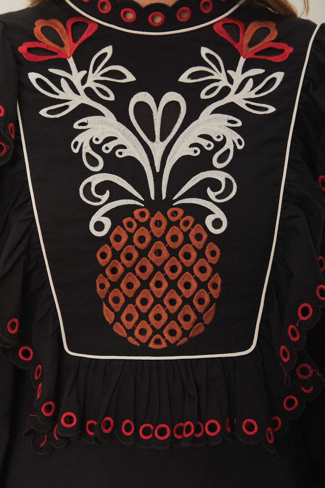 CASHEW MANDALA RICHILIEU LONG SLEEVE MAXI DRESS
