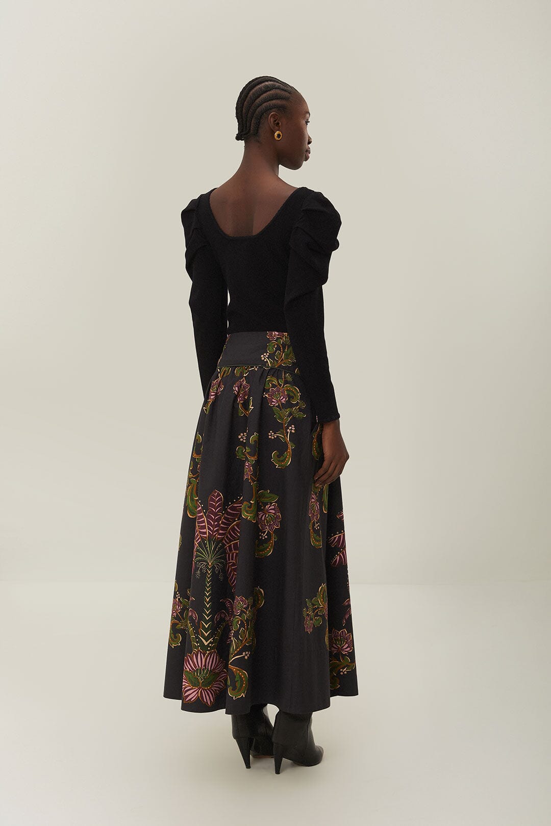 Black Ravenala Midi Skirt