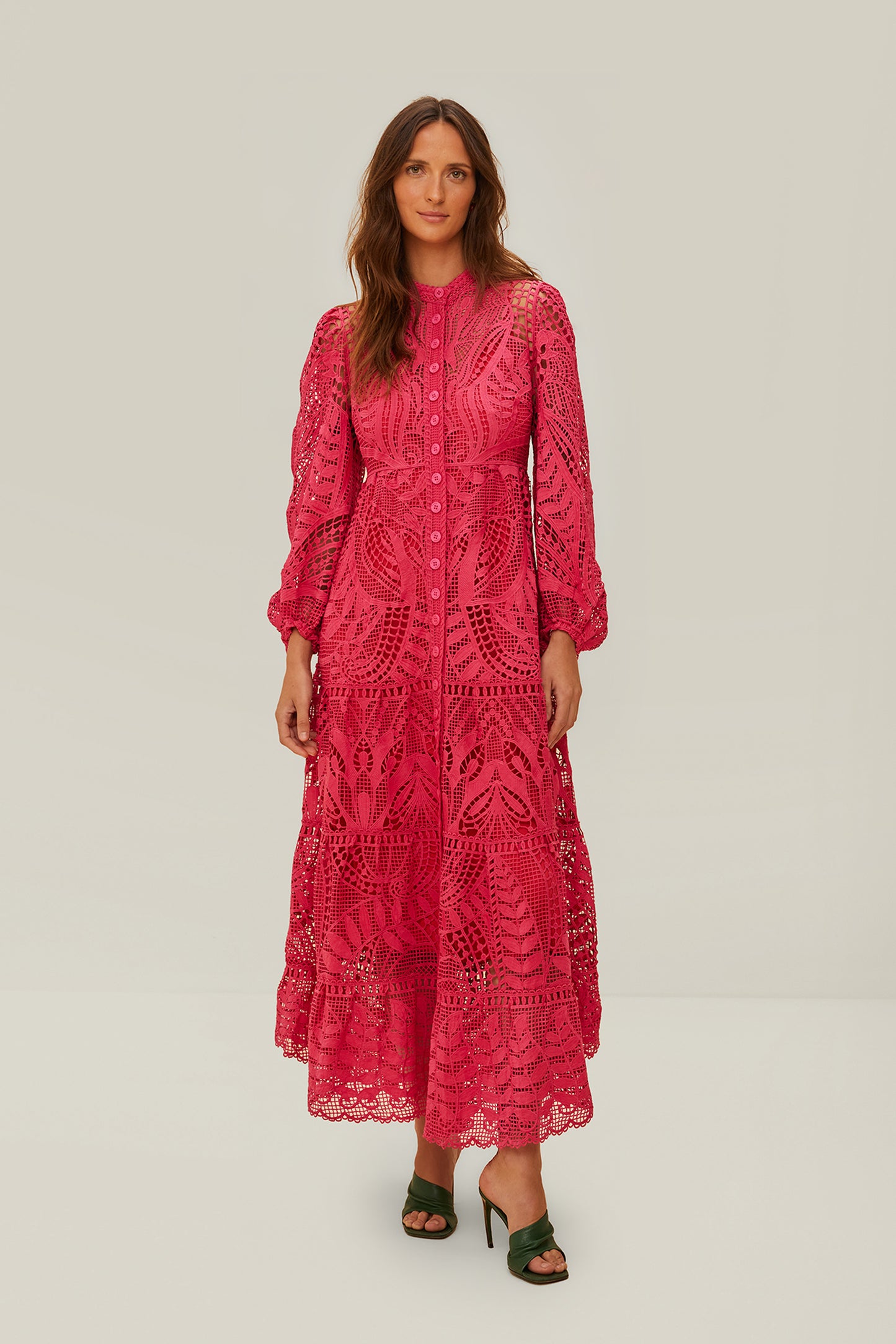 Pink Guipire Maxi Dress