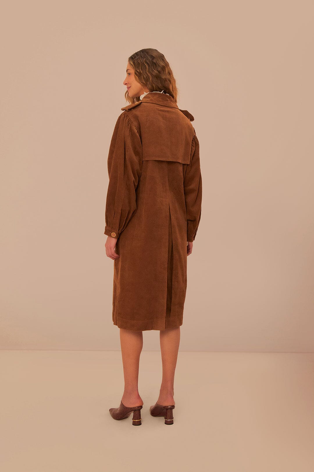 Caramel Corduroy Trench Coat