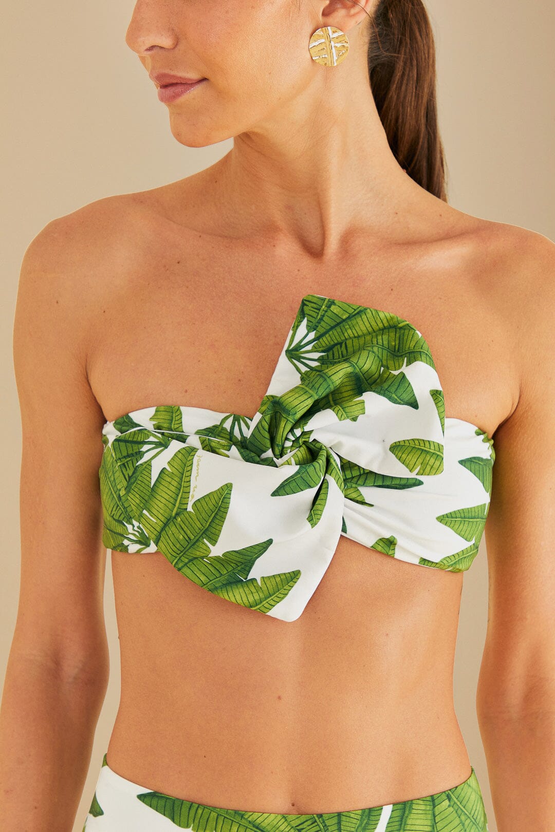 Off-White Palm Fan Bandeau Bikini Top