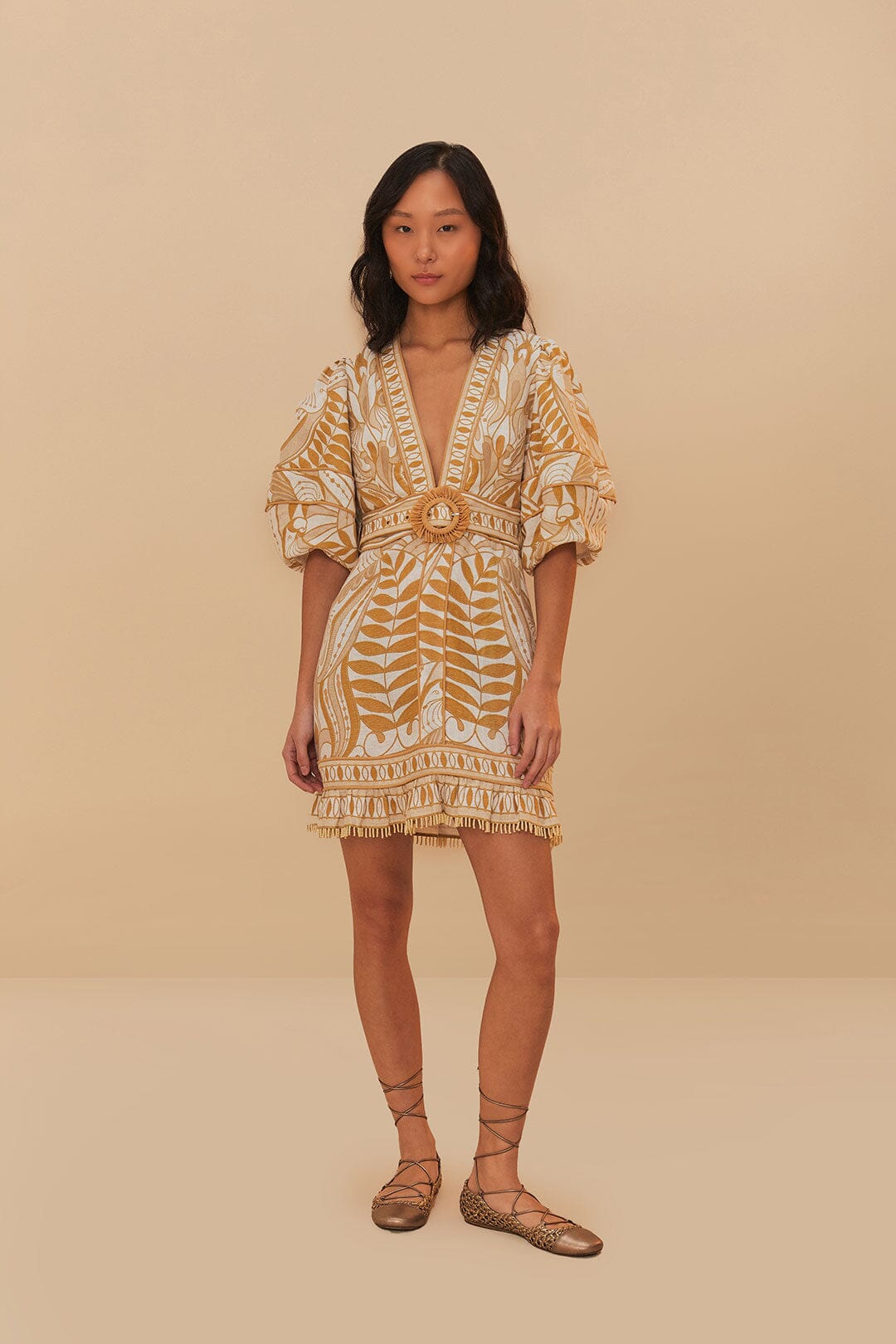 LACE NATURE MINI DRESS SHORT SLEEVE