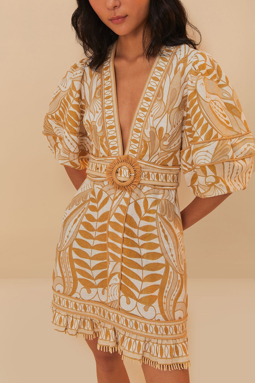 LACE NATURE MINI DRESS SHORT SLEEVE