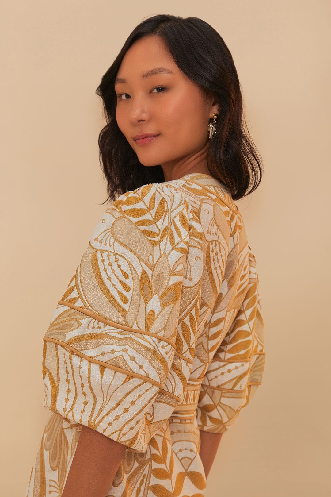 LACE NATURE MINI DRESS SHORT SLEEVE