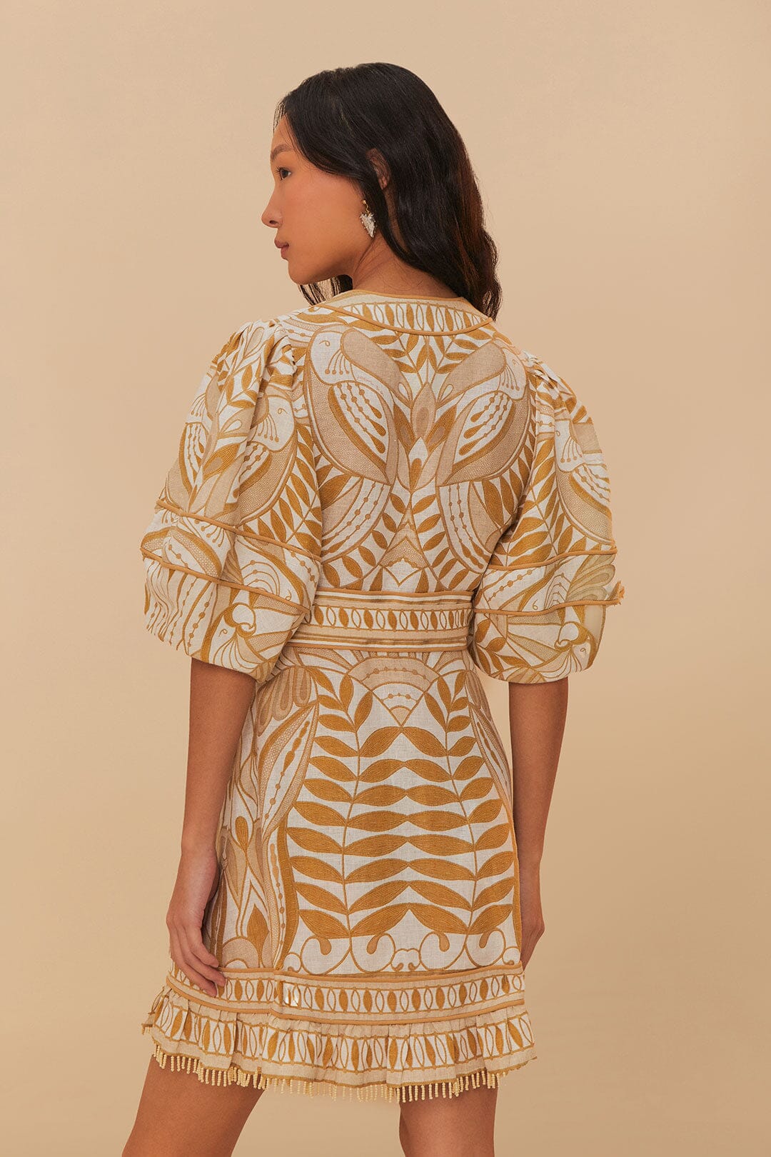 LACE NATURE MINI DRESS SHORT SLEEVE