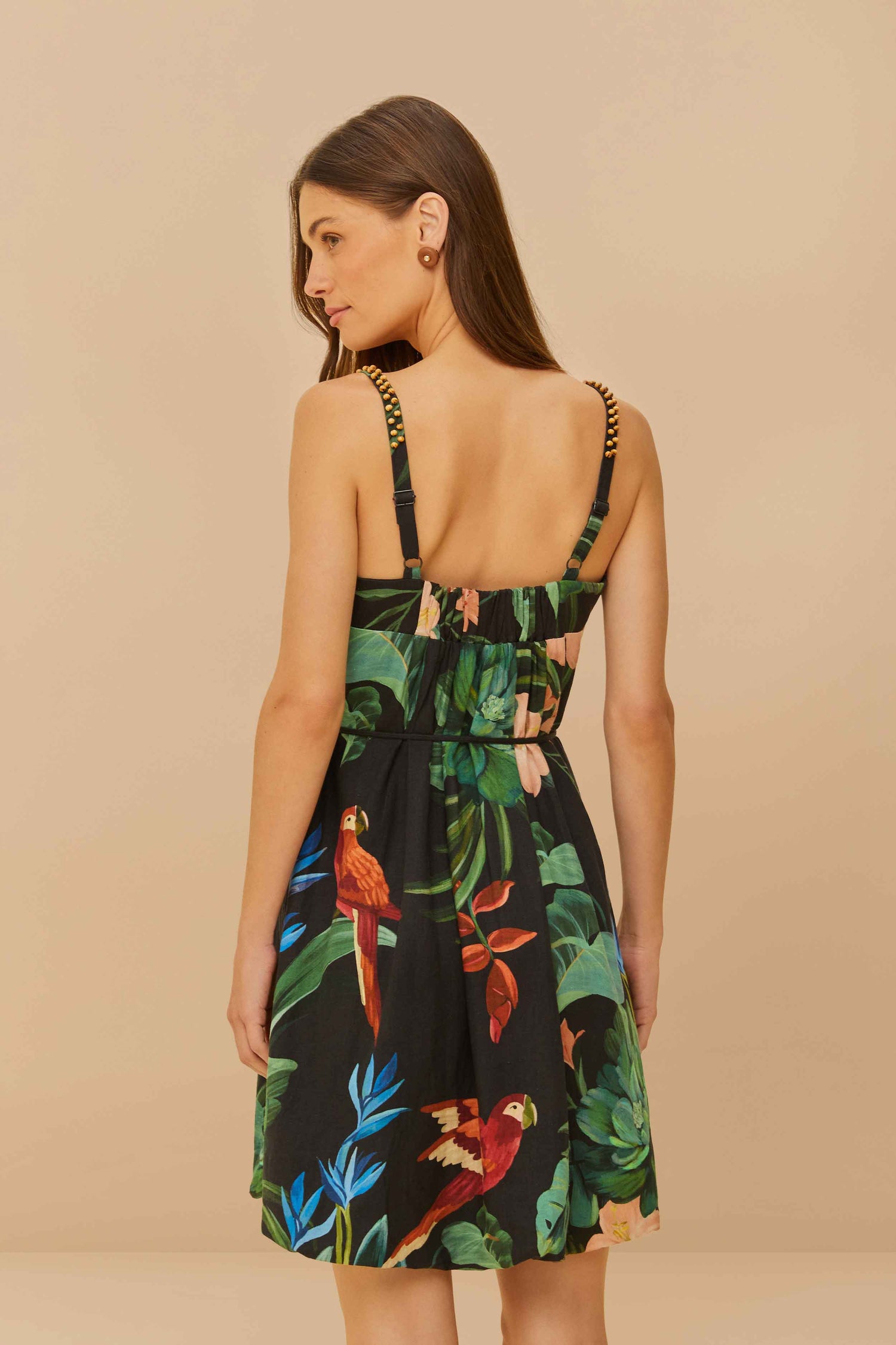 Black Midnight Macaw Fiesta LENZING ECOVERO Euroflax Mini Dress FARM Rio Black Midnight Macaw Fiesta LENZING ECOVERO Euroflax Mini Dress FARM Rio