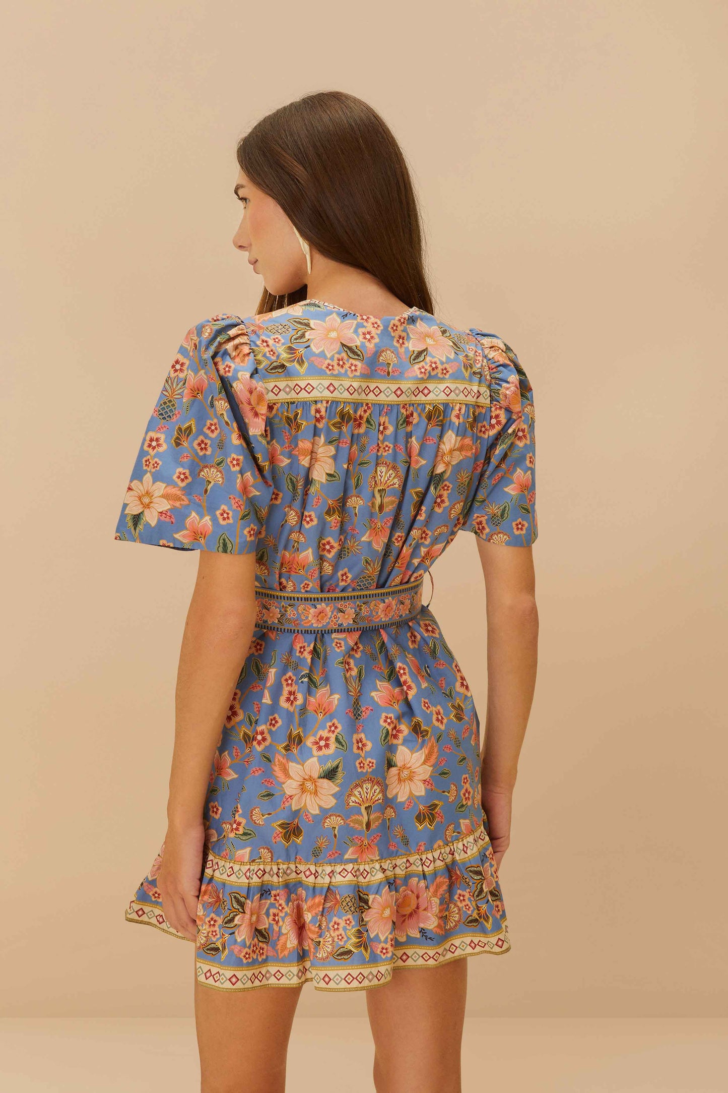 Blue Superbloom Tapestry Organic Cotton Mini Dress