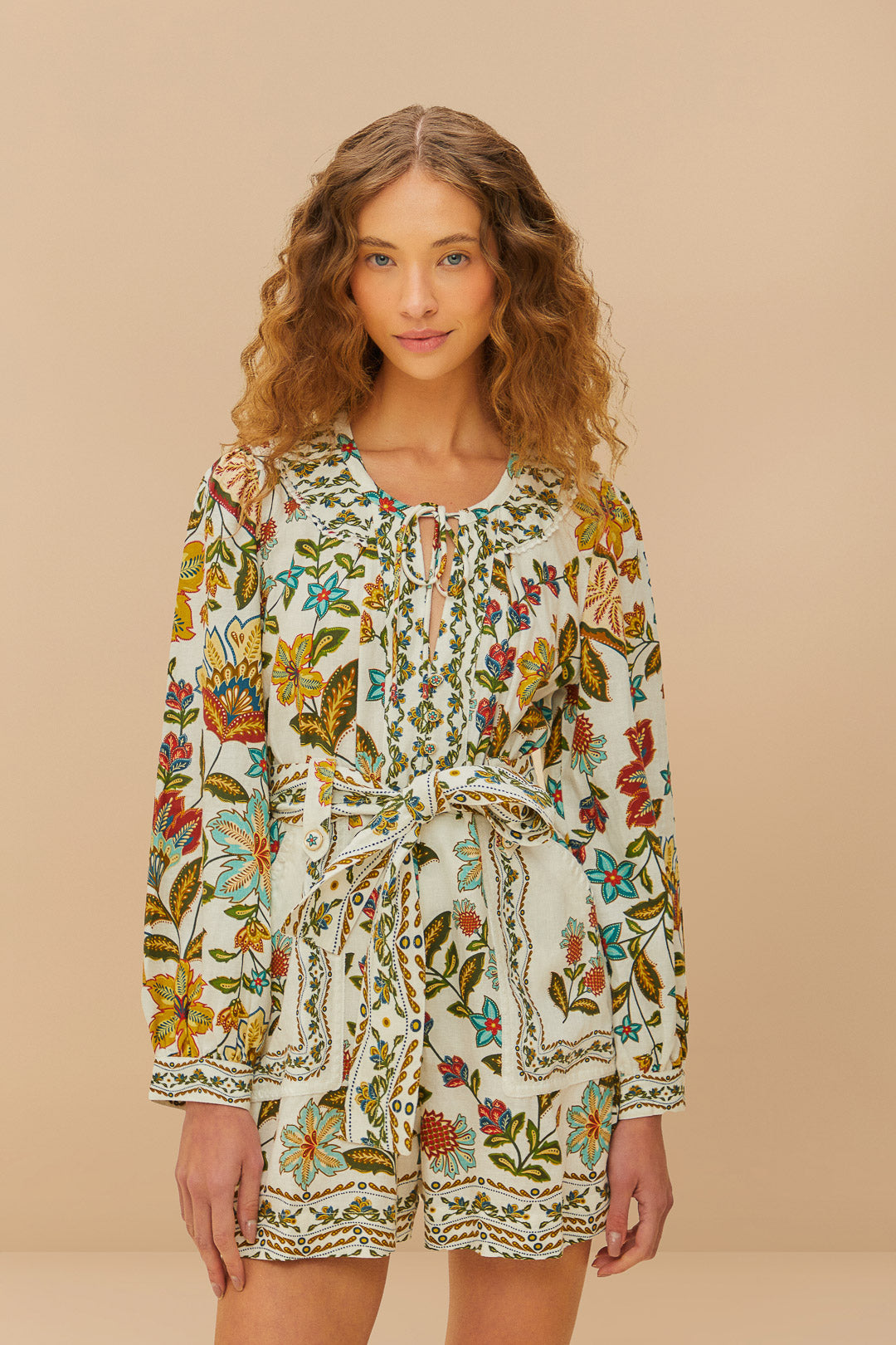 Off-White Botanicals Belted Romper