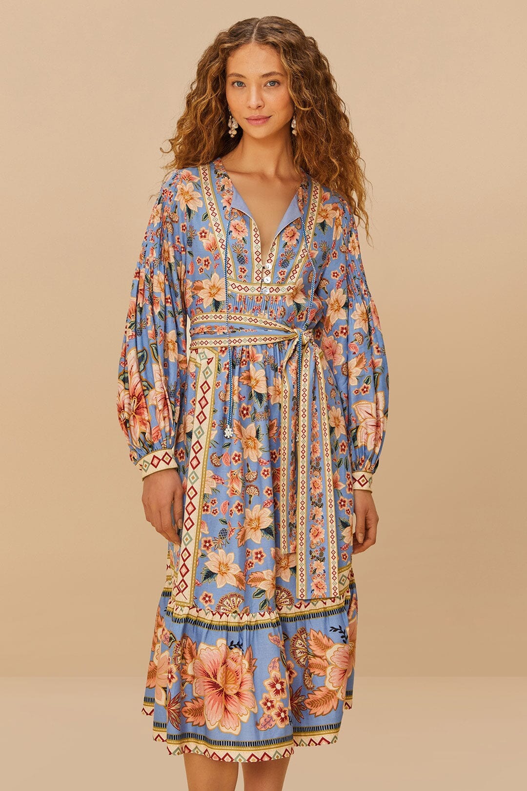 Blue Superbloom Tapestry Midi Dress