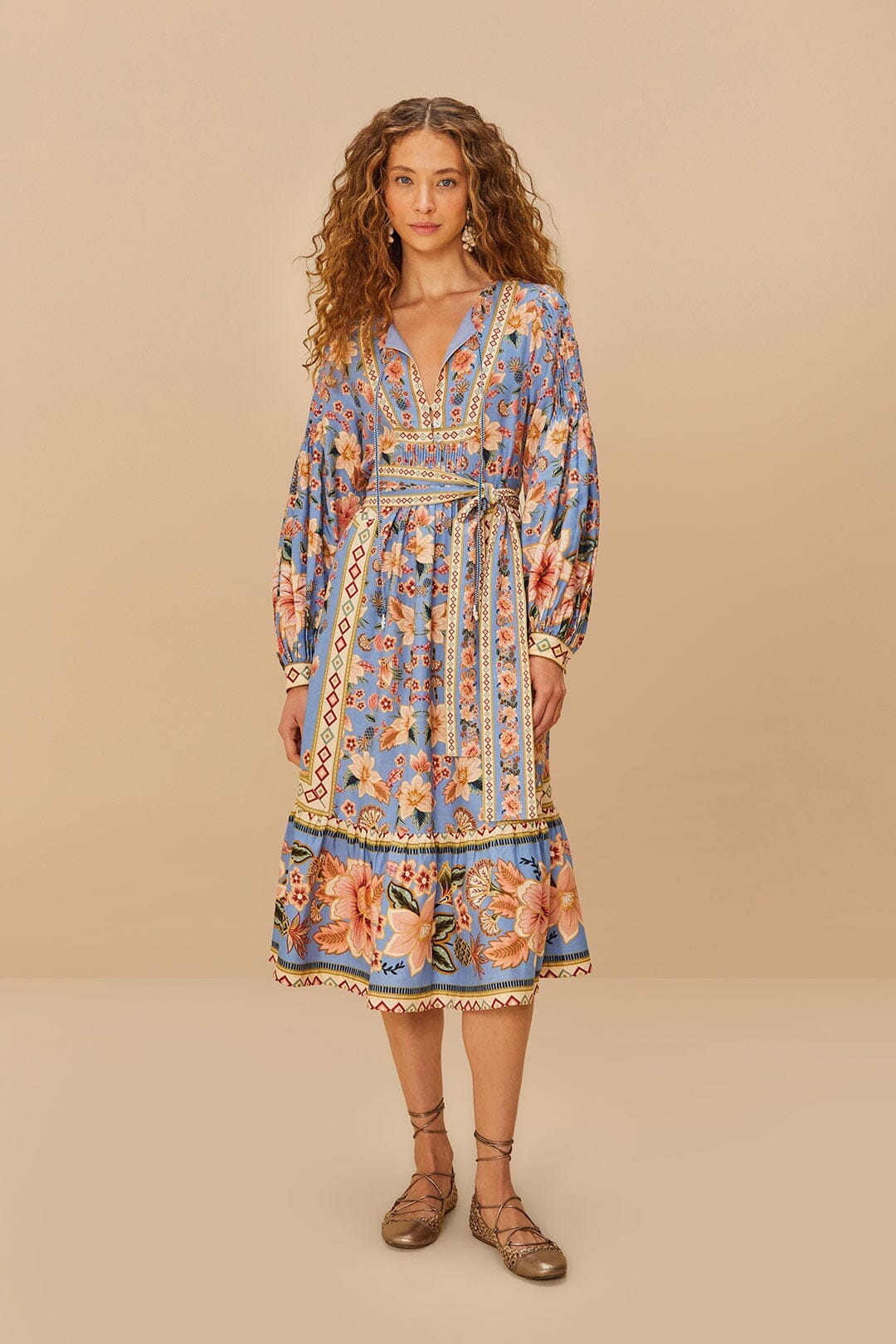 Blue Superbloom Tapestry Midi Dress