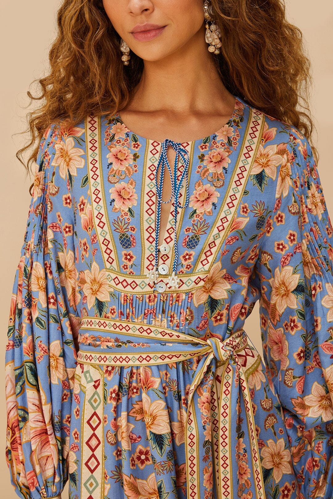 Blue Superbloom Tapestry Midi Dress