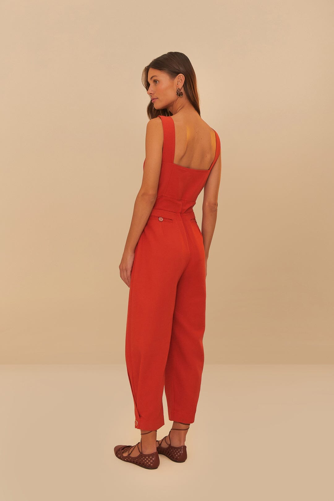 Orange Asymmetric Sleeveless Dungaree