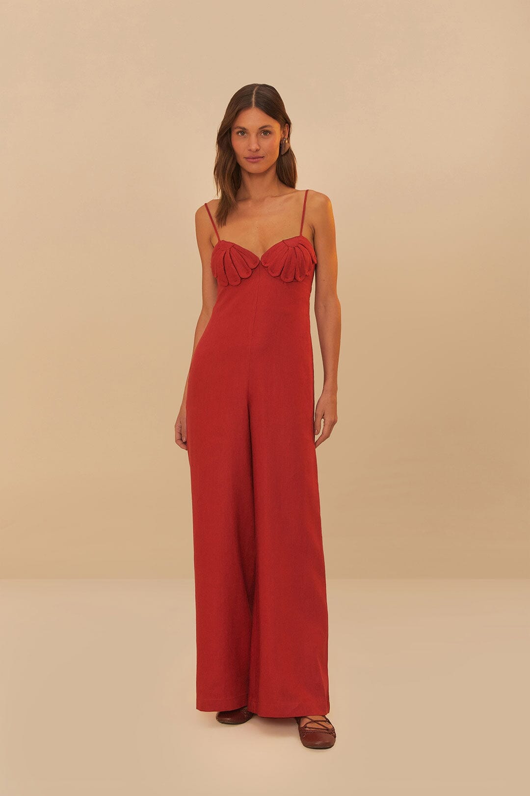 Red Petals Bodice Euroflax™ Premium Linen Jumpsuit