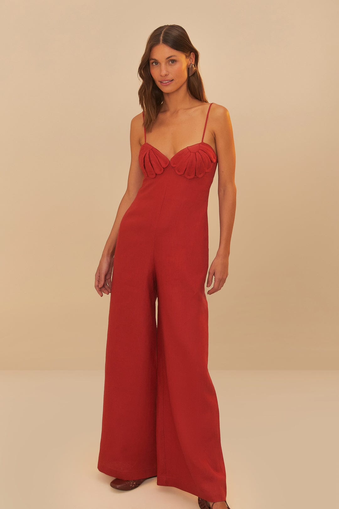 RED PETALS CUP MAXI JUMPSUIT