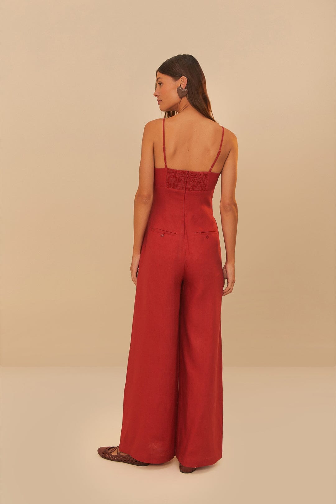 Red Petals Bodice Euroflax™ Premium Linen Jumpsuit