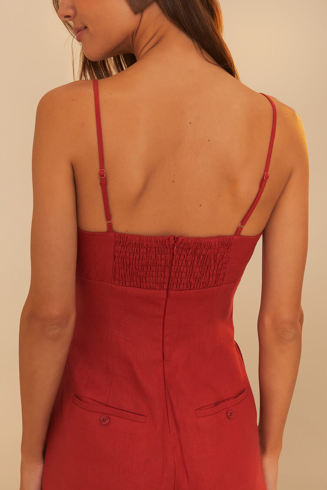 RED PETALS CUP MAXI JUMPSUIT