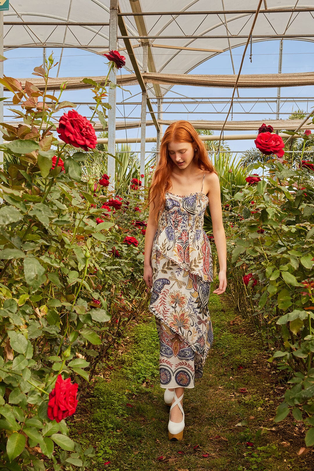 BOHO GLAM OFF-WHITE LOOPY CUPS MAXI DRESS