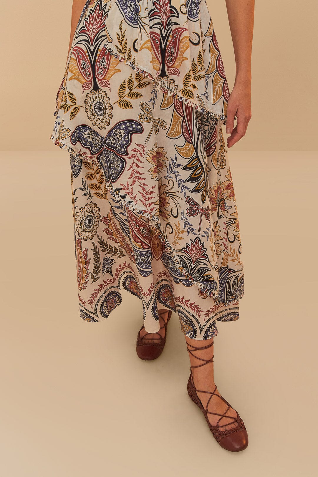 BOHO GLAM OFF-WHITE LOOPY CUPS MAXI DRESS