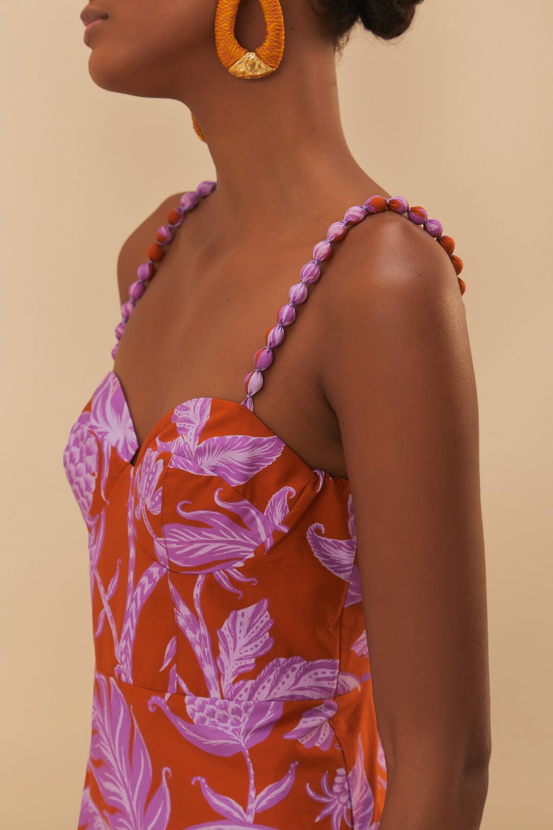 TROPICAL SWING MIX MIDI DRESS
