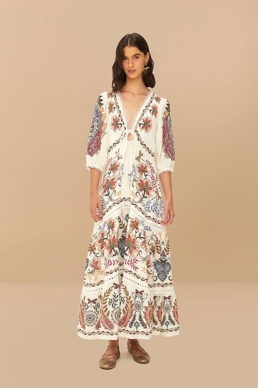 Off-White Boho Glam LENZING™ ECOVERO™ Euroflax™ Maxi Dress