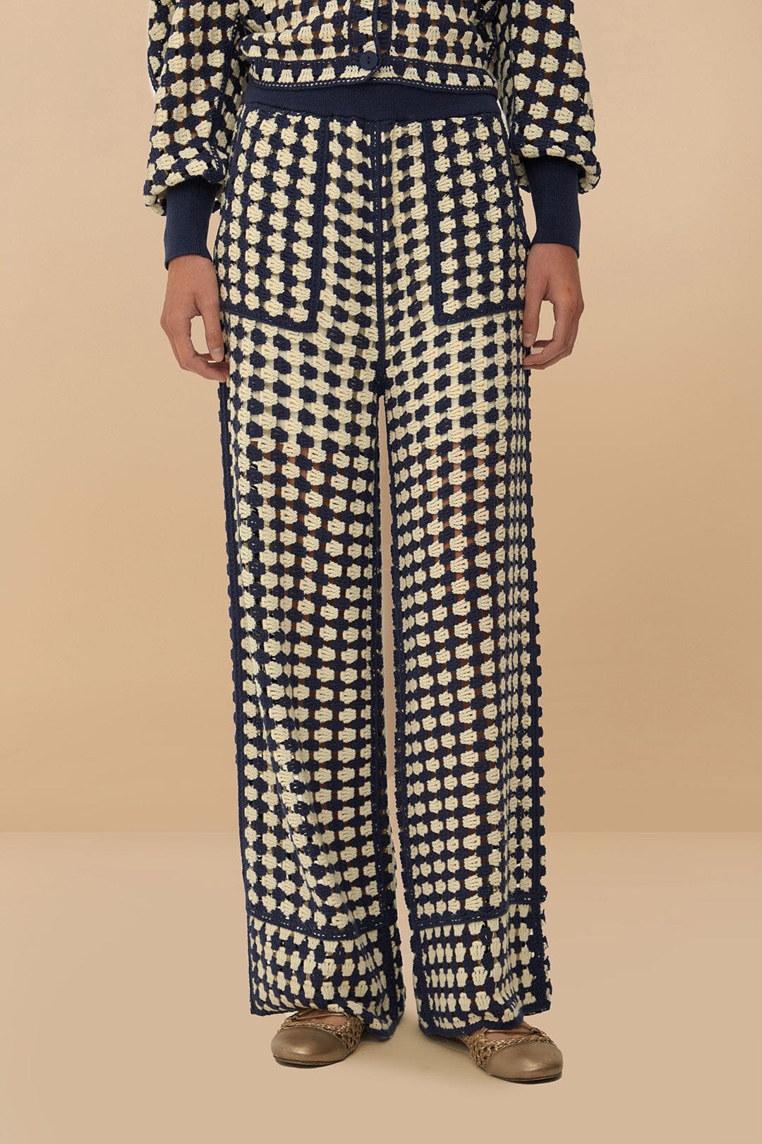 Blue & White Crochet Pants