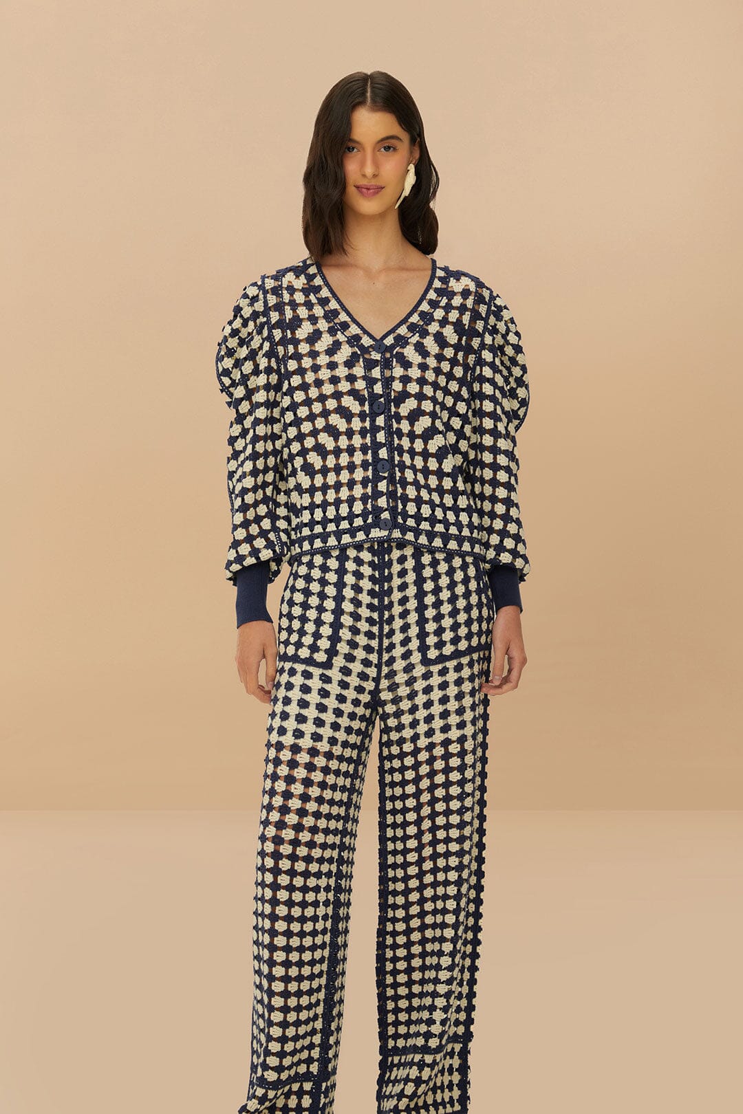 Blue & White Crochet Pants