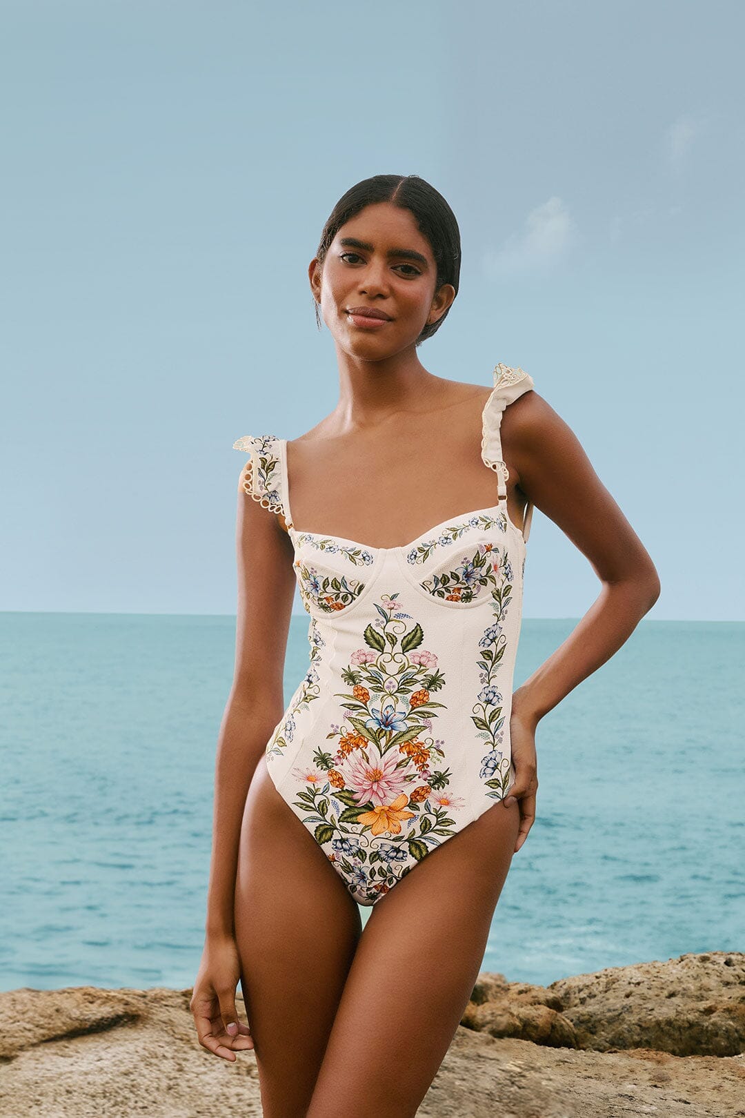 Off-White Sweet Bloom Bouquet One-Piece Swimsuit