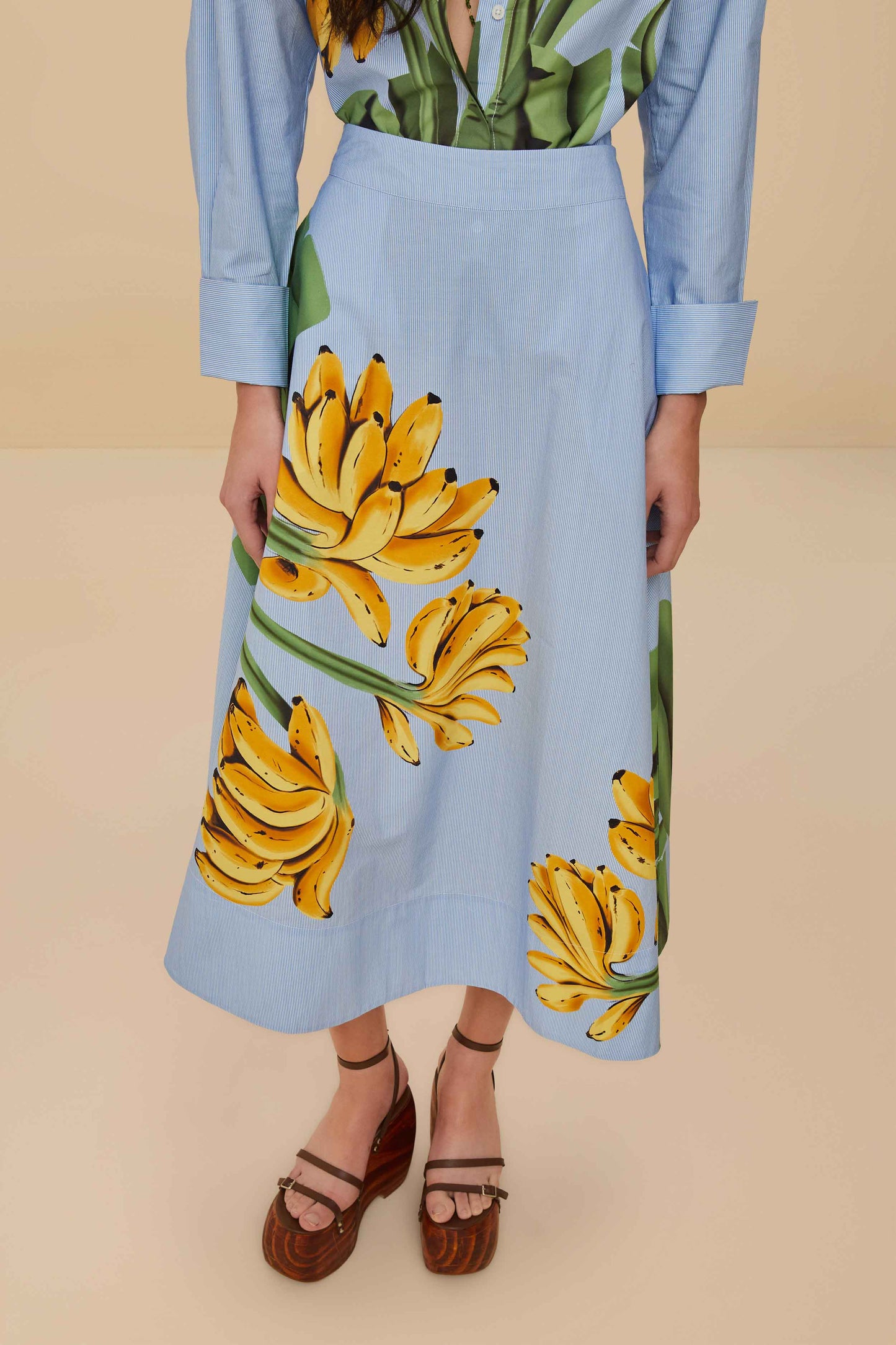 Blue Banana Cocina Striped Midi Skirt