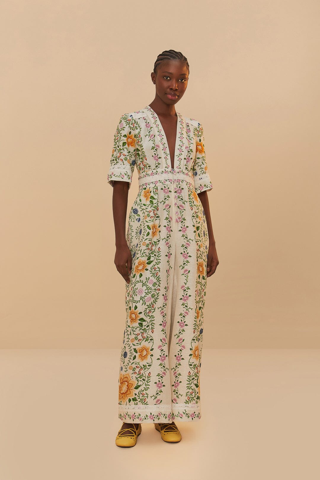 FOLK FLORAL OFF-WHITE JUMPSUIT