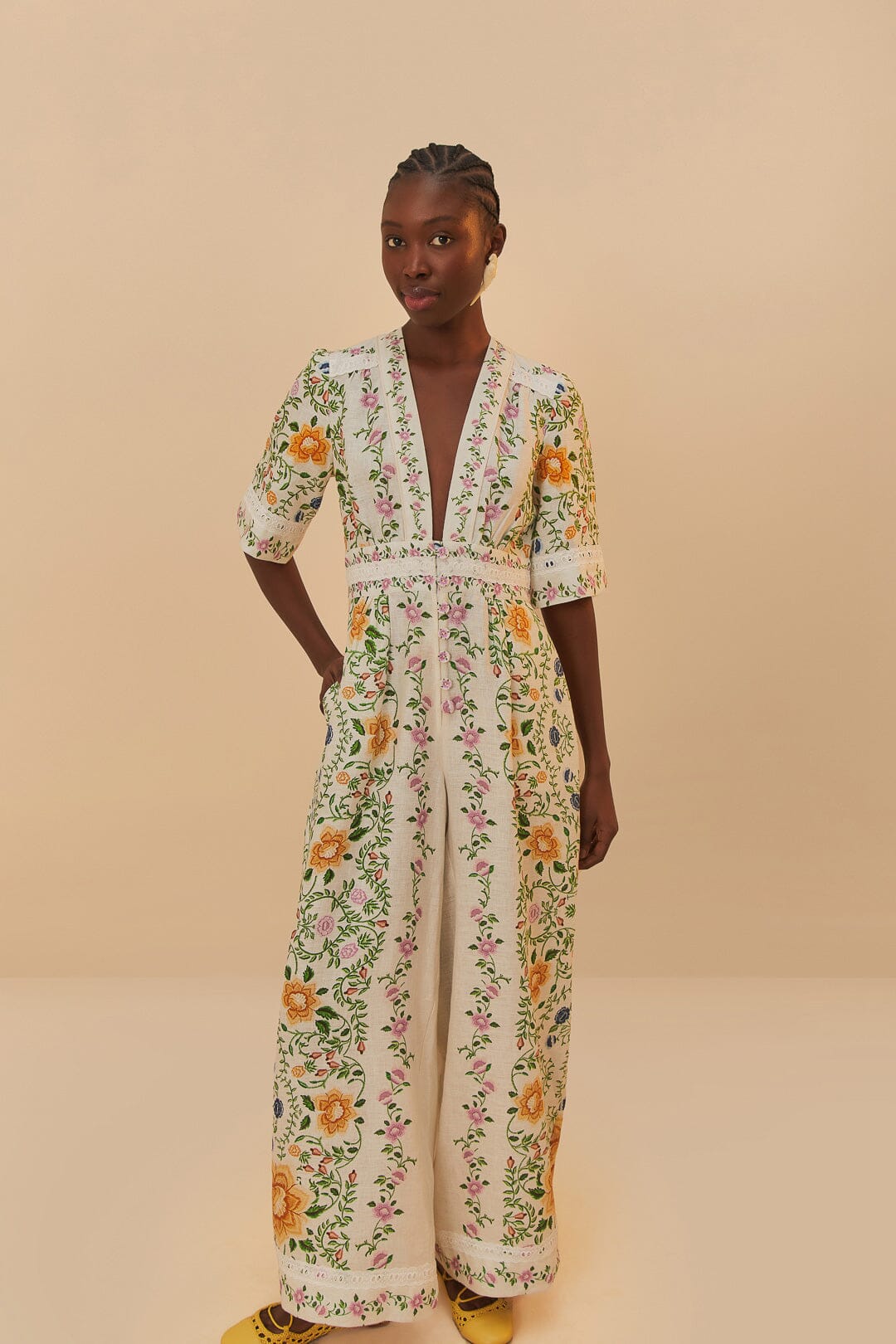 FOLK FLORAL OFF-WHITE JUMPSUIT
