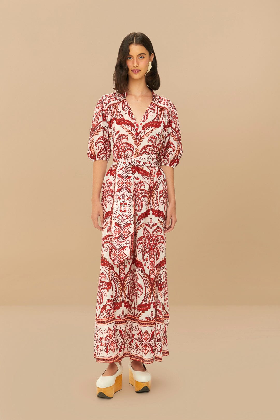 Off-White Tropical Cameo Belted Maxi Dress