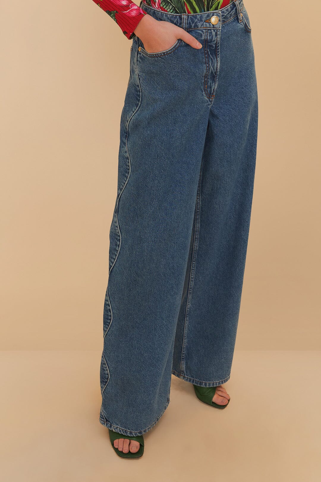 DENIM PANTS HIGH WAIST SNIP WAVE