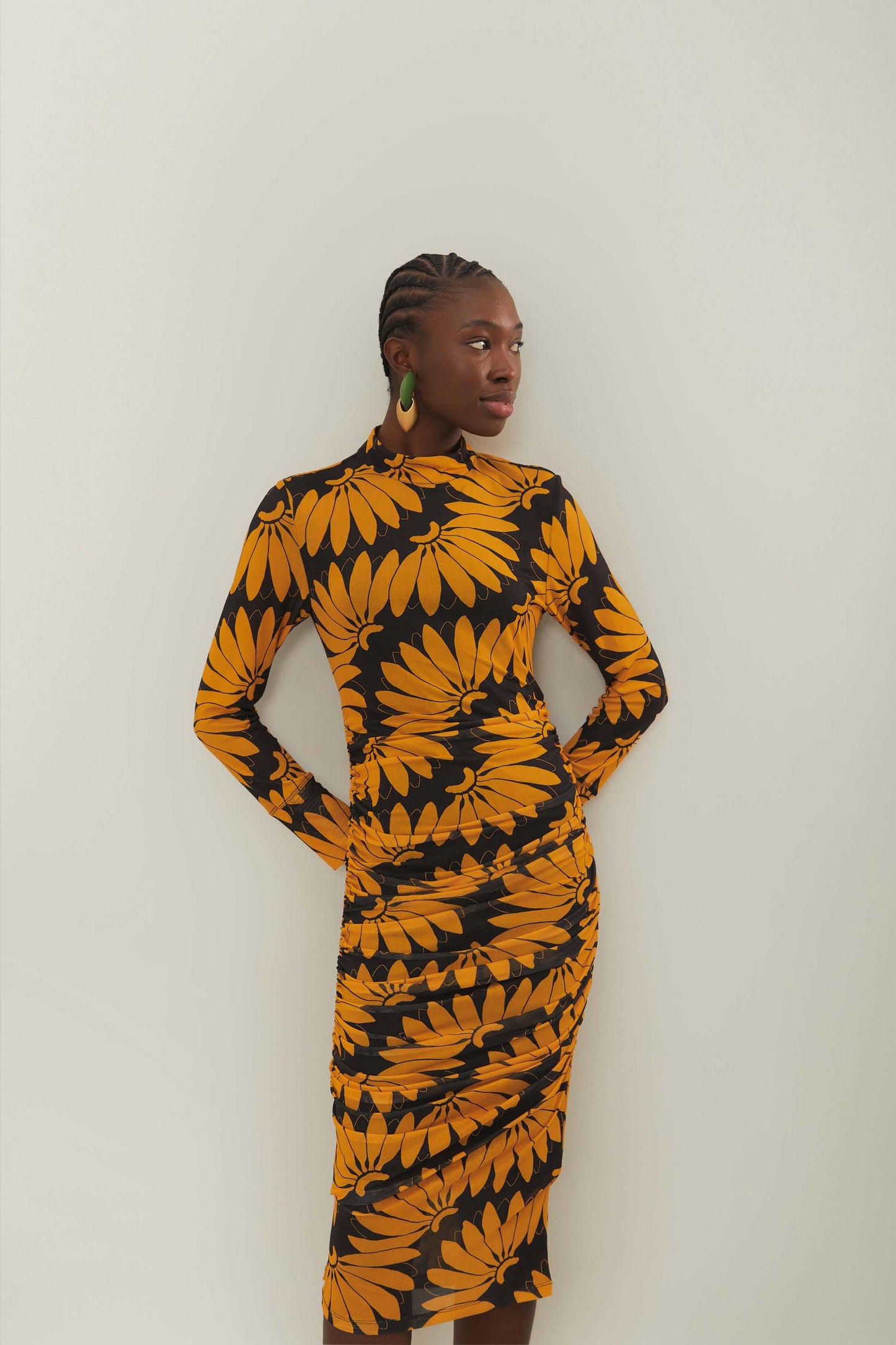 COPABANANA YELLOW TULLE MIDI DRESS