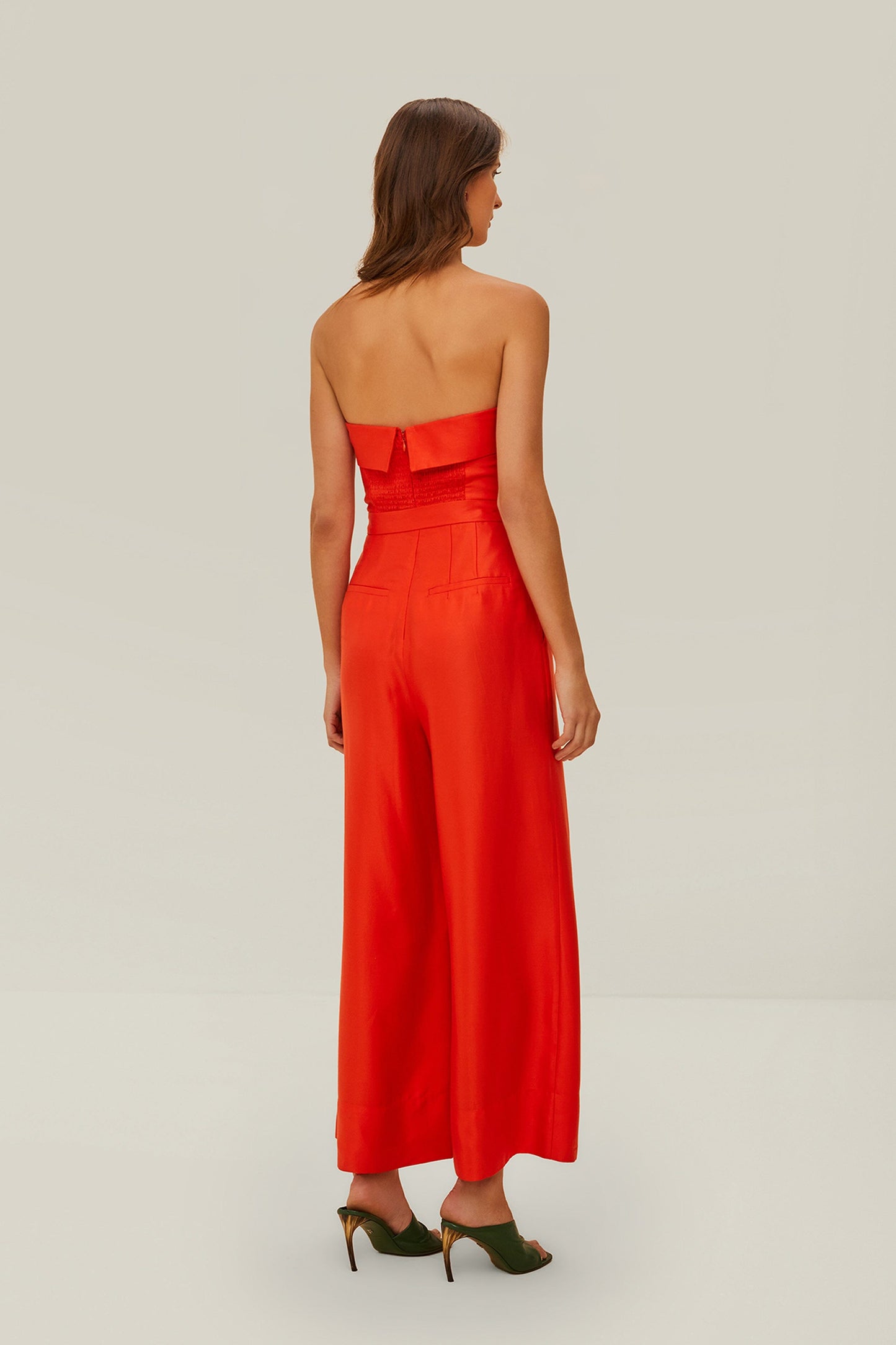 Red Strapless Jumpsuit