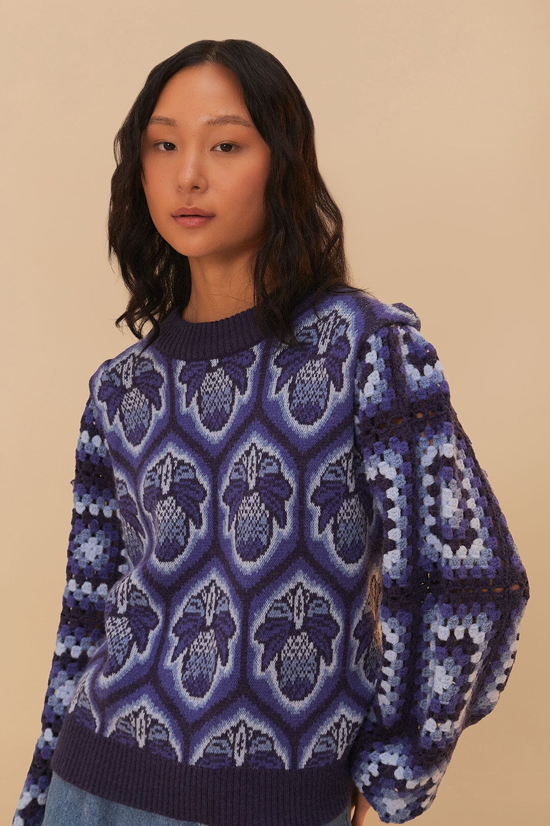 Blue Pinneaple Cobogo Knit Sweater