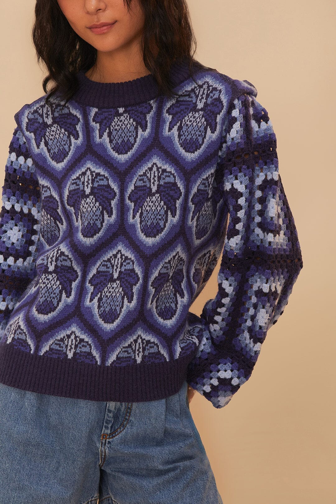 Blue Pinneaple Cobogo Knit Sweater