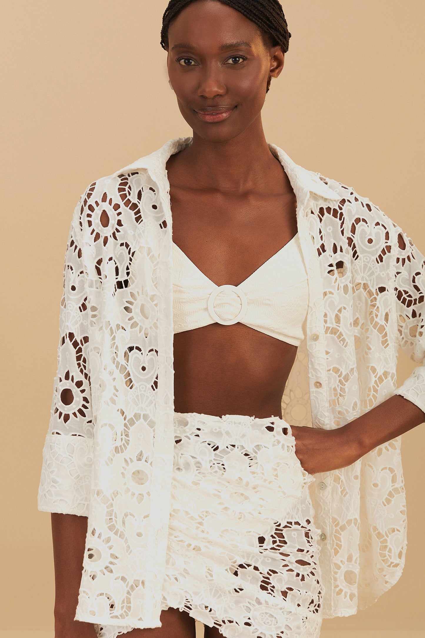 WHITE SUN EYELET SHIRT