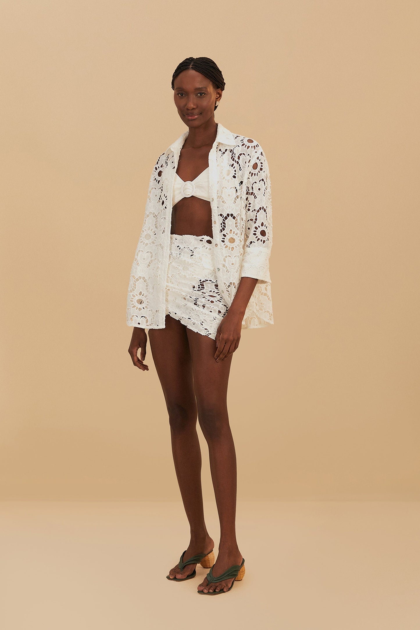 WHITE SUN EYELET SHIRT