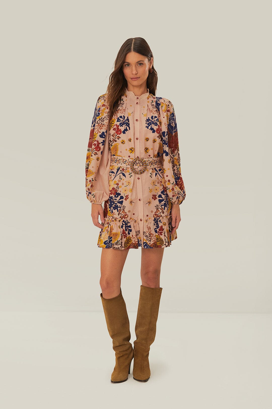 BEAUTY BOUQUET PINK PUFF SLEEVE MINI DRESS