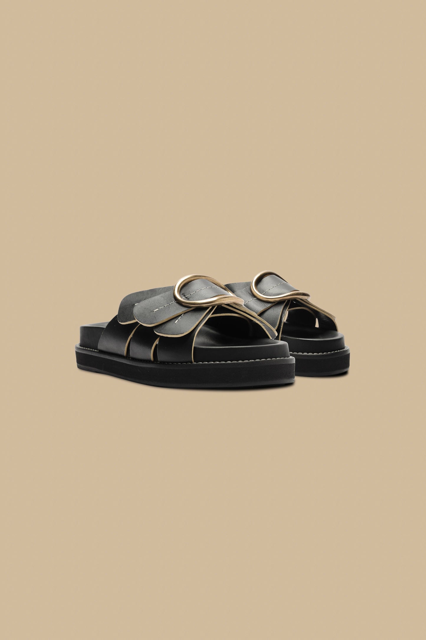 Black Daisy Slide Sandal