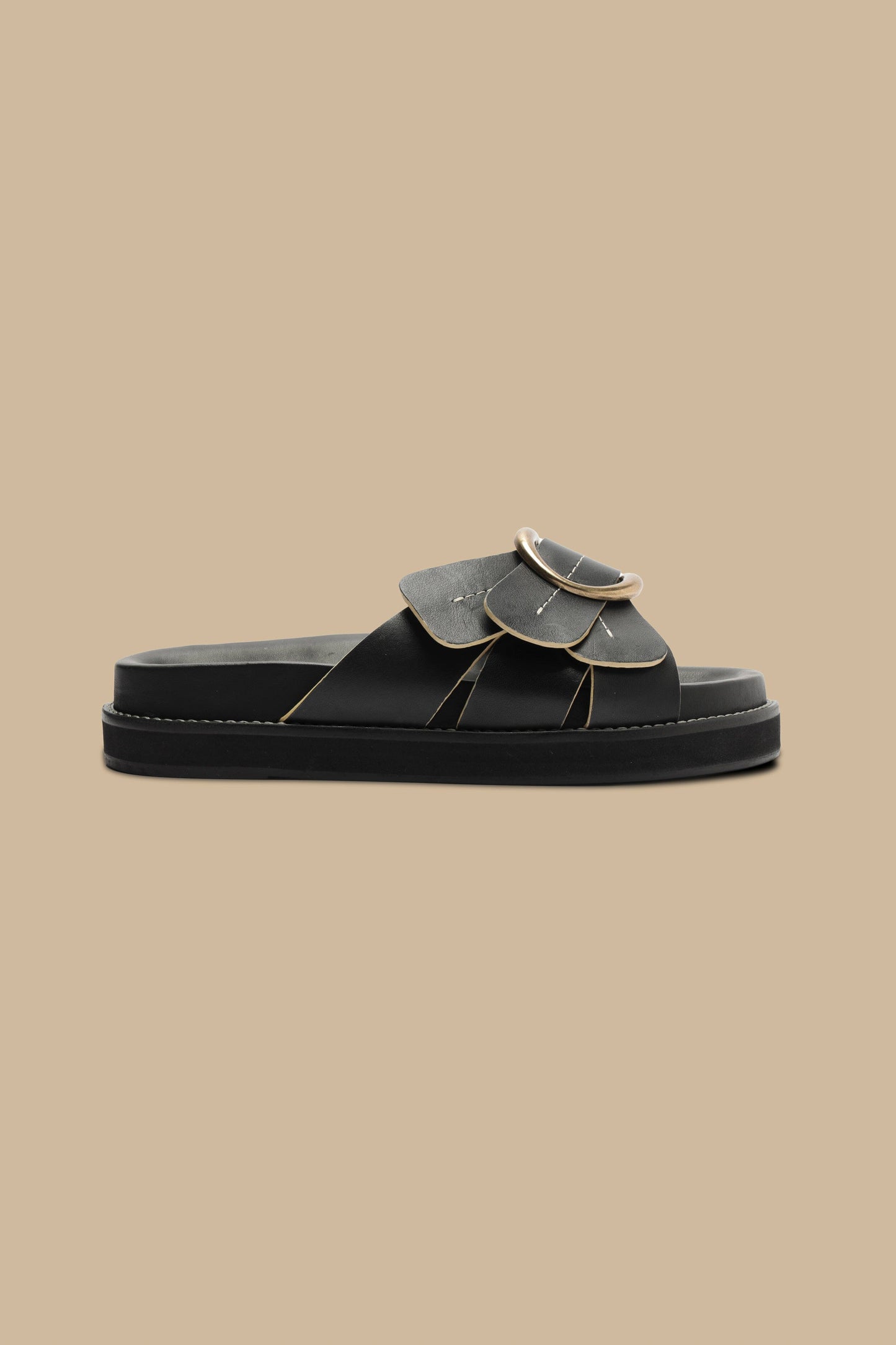 Black Daisy Slide Sandal