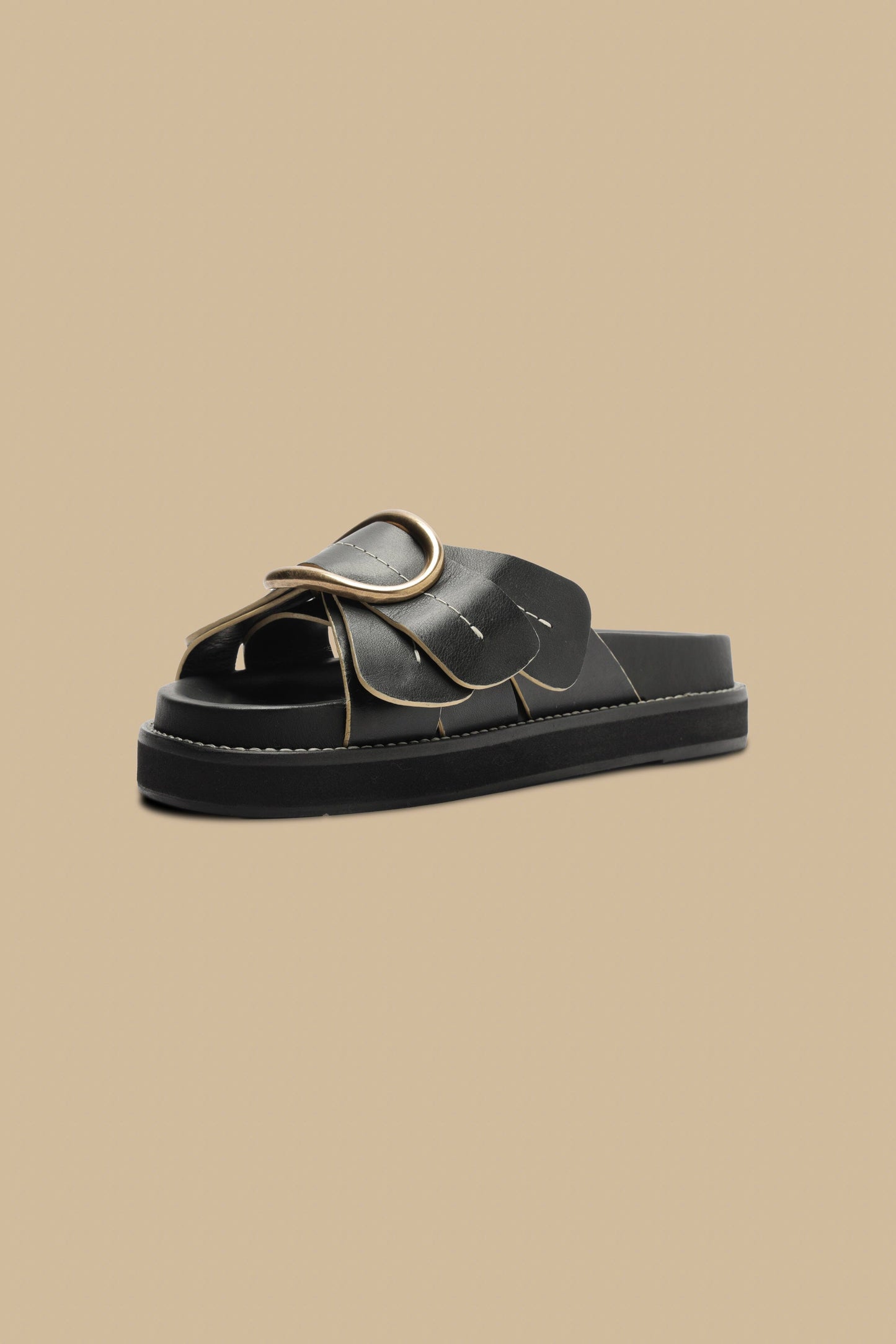 Black Daisy Slide Sandal