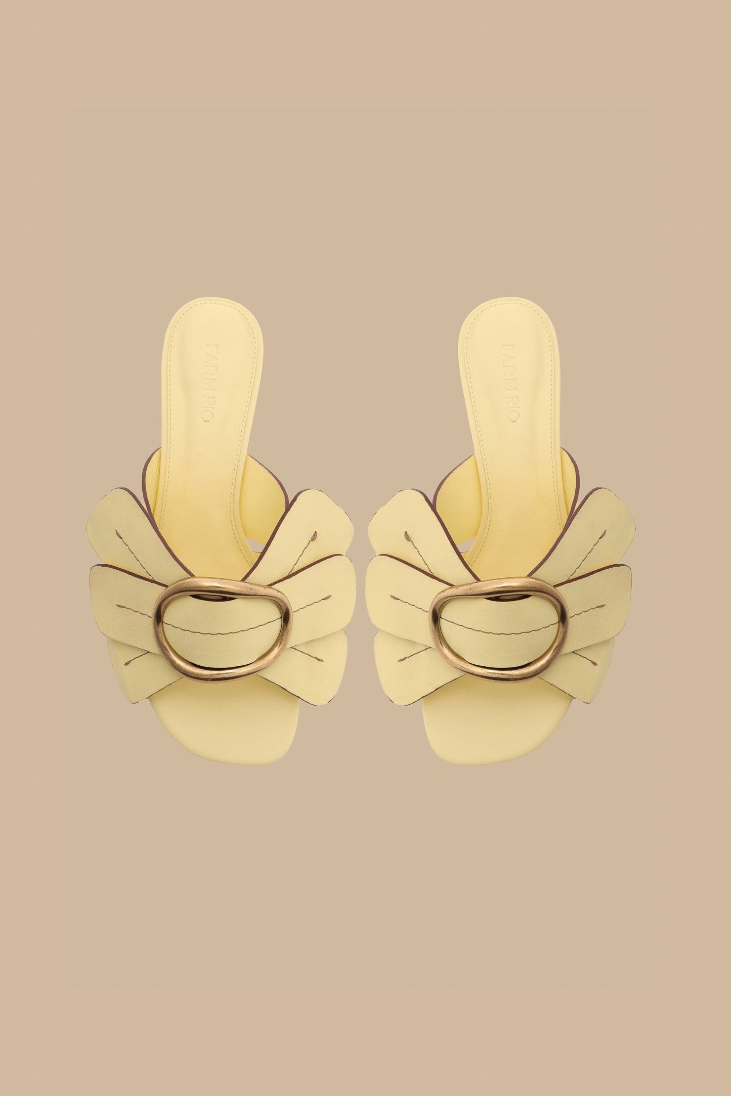 BANANA YELLOW DAISY HEELED MULE