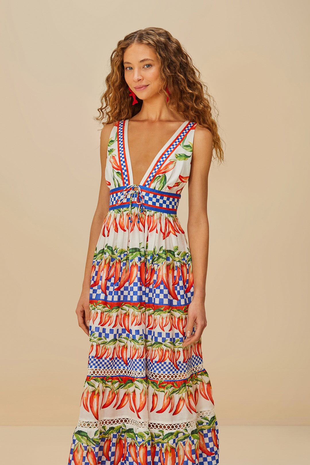 off-white picnic peppers ainika organic cotton mini dress FARM Rio Picnic Peppers Ainika Mini Dress