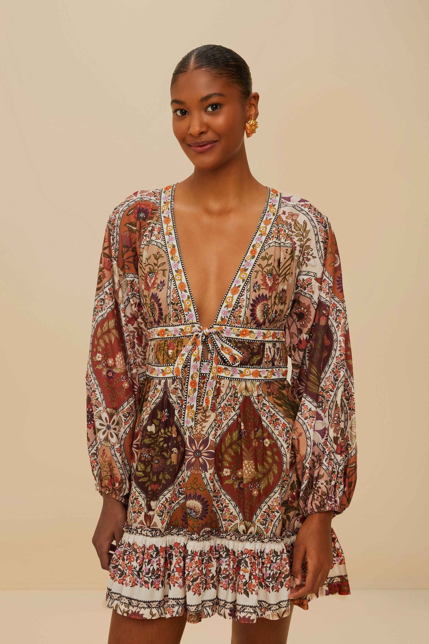 farm rio mixed romantic garden mini dress Farm Rio Romantic Mini Dress - Garden