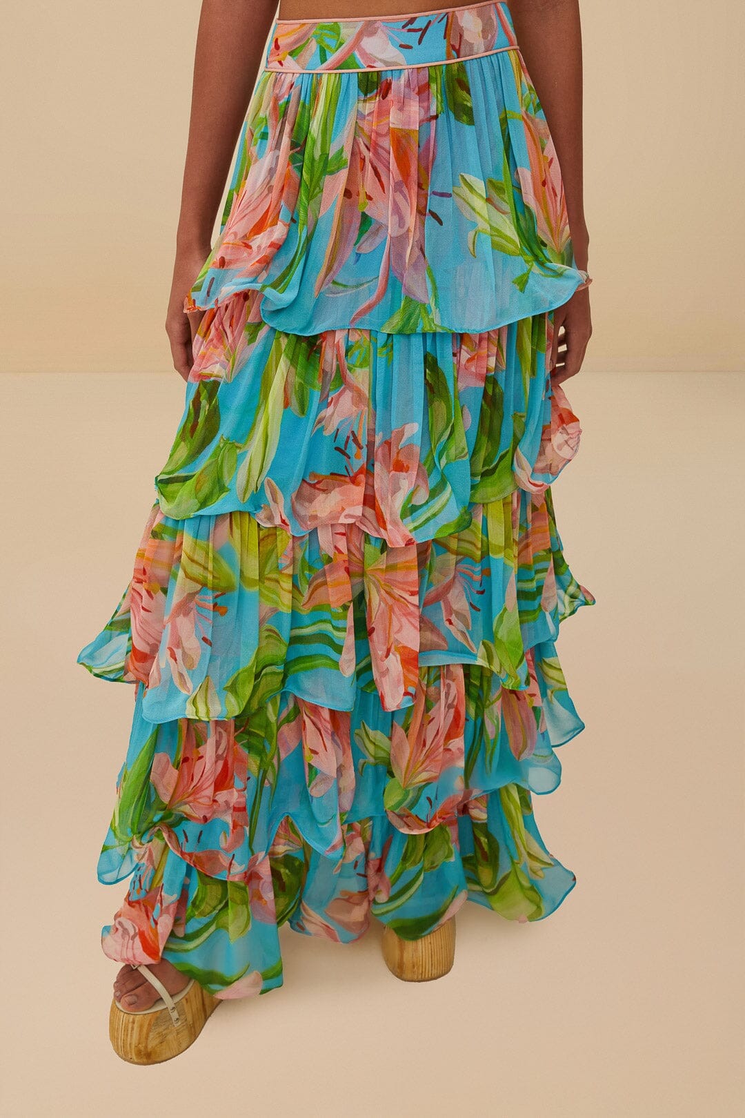 Blue Lily Bloom Maxi Skirt